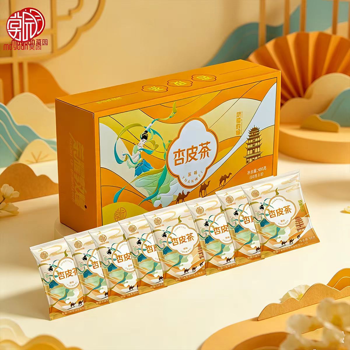 敦煌杏皮茶礼盒480g原味玫瑰料包