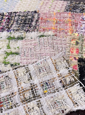 MINGYU时尚小香风面料经典编织粗花呢粗纺花式呢服装外套布料DIY