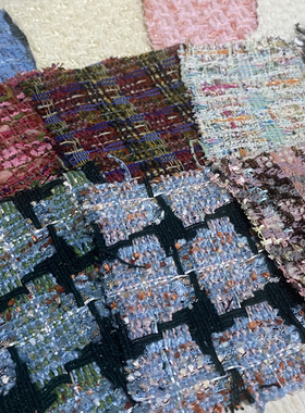 mingyu香家时尚编织小香风面料 春秋粗花呢粗纺花式呢服装布料