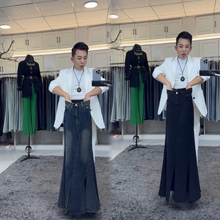 原創設計2070腰精款 燕龍服飾 定制加長高彈蜜桃臀魚尾裙不規則修身