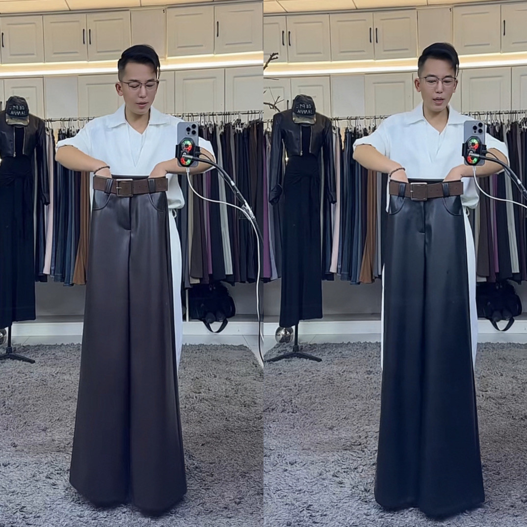 燕龙原创3336美式复古纯欲高腰显瘦阔腿拉绒皮裤女休闲百搭长裤,女装/女士精品,休闲裤,淘宝优惠券,粉丝福利购,淘宝优惠卷