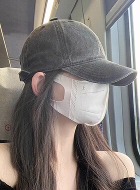 假发帽一体仿真人发灰色大头围棒球女春夏新款显脸小加宽帽檐鸭舌