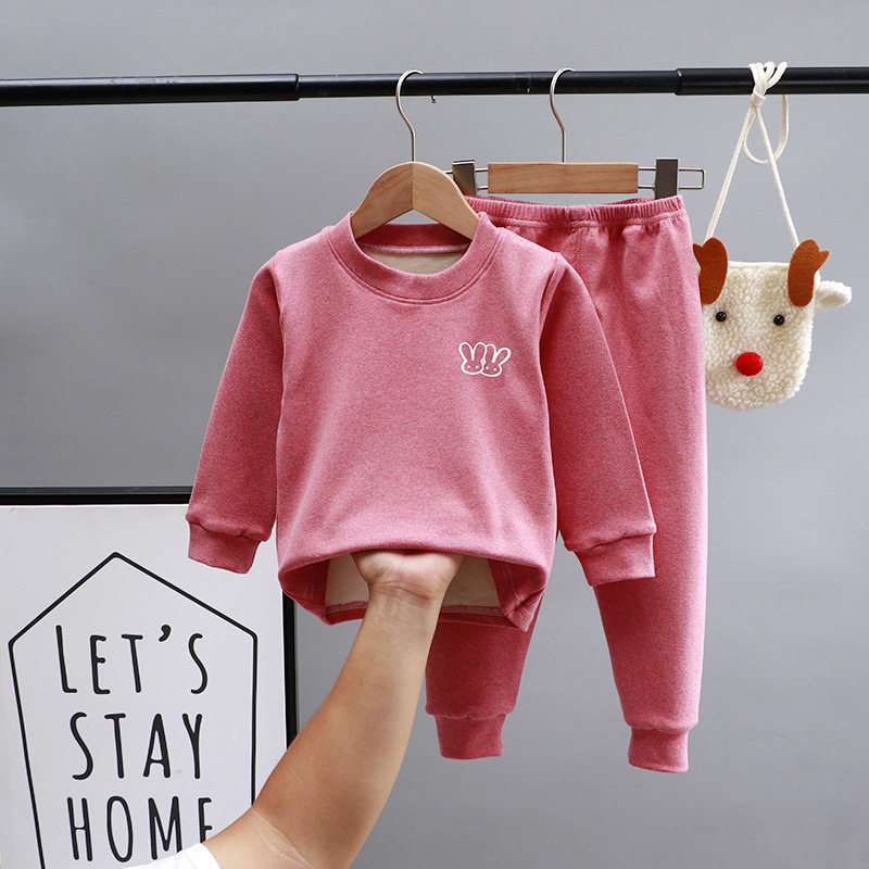 아동용 보온 속옷 기본 세트 온열 독일 벨벳 가을 겨울 소년 소녀용 벨벳 및 두꺼운 가정복 가을 의류 세트