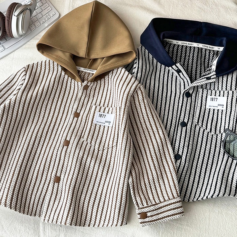 2025新款韩版百搭卡通涂鸦拼接条纹假两件T恤打底衫宝宝秋季卫衣