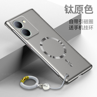 适用vivoY78手机壳Y78plus新款保护套磁吸无边框vivo超薄散热硬壳viv0金属质感y78带挂环voviy个性创意半包壳