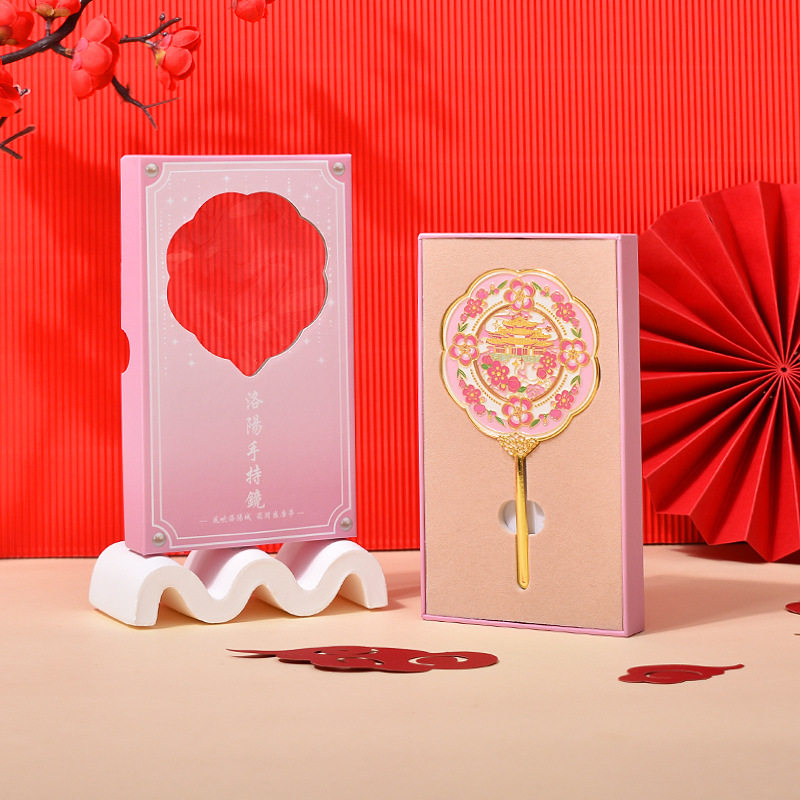 洛阳文创化妆镜南京纪念品手柄镜四大美女文化创意旅游便携随身镜