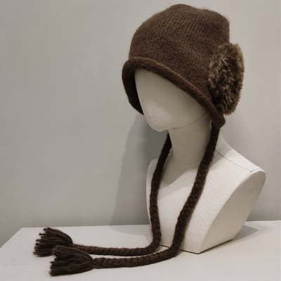 2025新款复古毛线帽女秋冬季商场同款显脸小针织帽画家帽包头帽