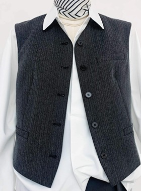 01096款2024秋叠穿马甲圆领西装无袖背心设计感