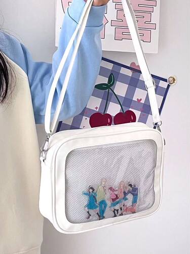 简约百搭PU斜挎包吧唧痛包