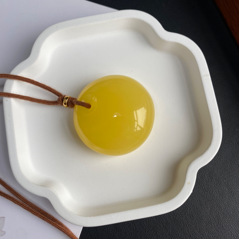 纯天然原矿蜜蜡公主扣吊坠蜜蜡毛衣链平安扣项链13.5克