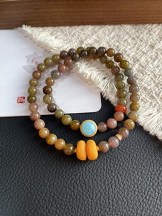 特色手链一物一图天然盐源玛瑙手链双圈设计手串复古小众珠宝20.7