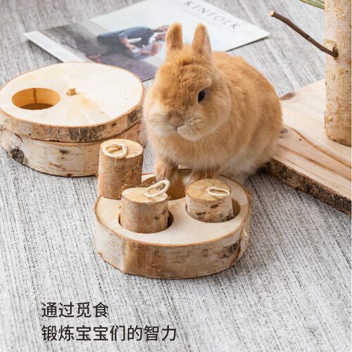 兔子磨牙玩具益智趣味天然桦木龙猫豚鼠土拨鼠宠物粮食零食盆树桩