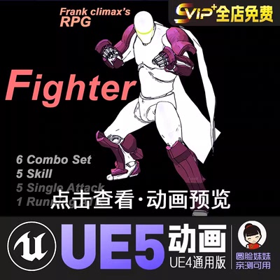 战士UE4虚幻5动画动作资产Frank RPG Fighter