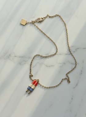 欧美复古外贸珐琅釉简约百搭彩色冰糕个性小众长毛衣链