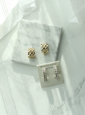 欧美复古外贸个性编织金色银色问题半圈圈耳夹