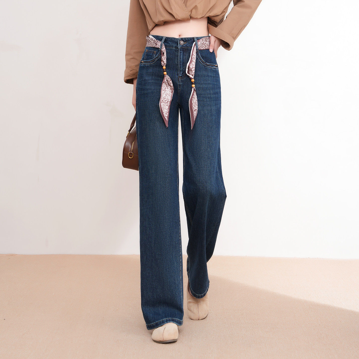 窄版阔腿牛仔裤女2026年春季新款宽松显瘦百搭直筒长裤配丝巾腰带,女装/女士精品,牛仔裤,淘宝优惠券,粉丝福利购,淘宝优惠卷
