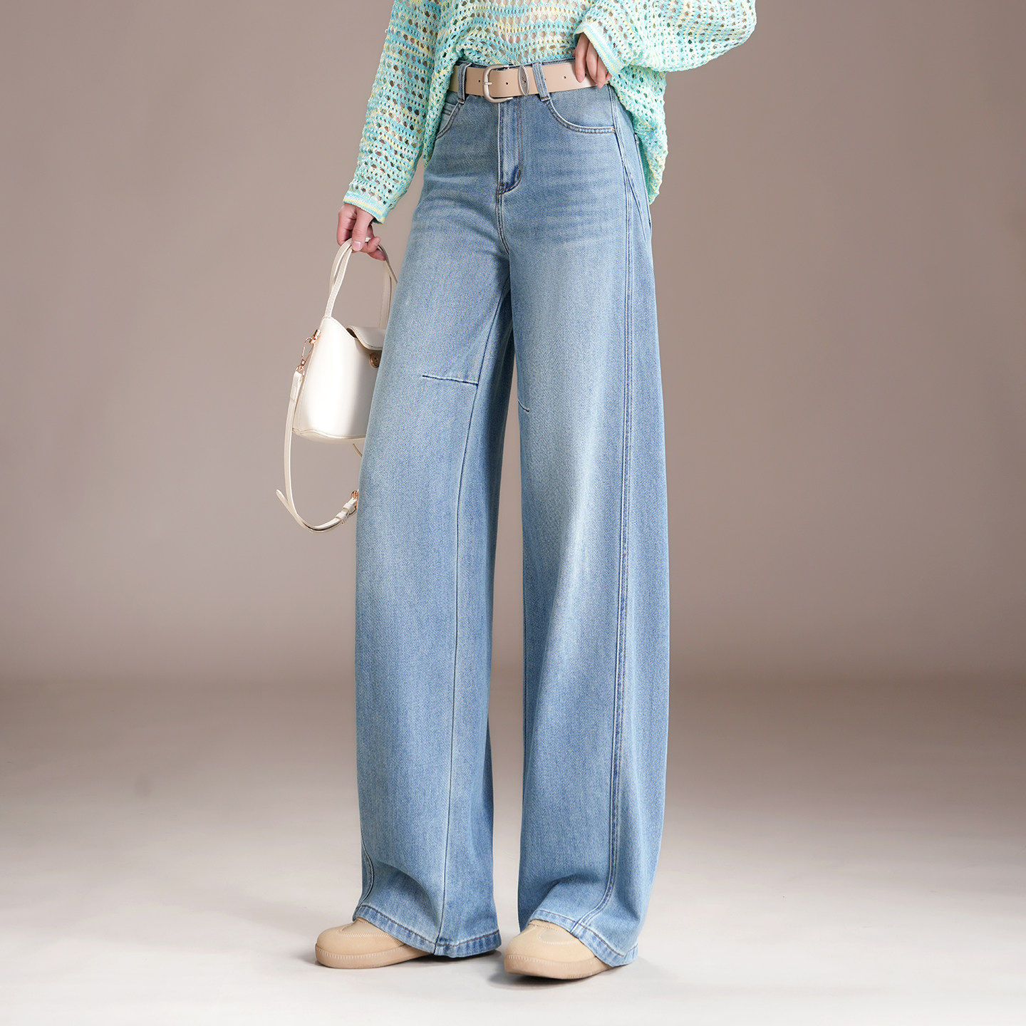 高个子宽松休闲阔腿洗水牛仔裤女2026春新款高腰显瘦弯刀拖地长裤,女装/女士精品,牛仔裤,淘宝优惠券,粉丝福利购,淘宝优惠卷