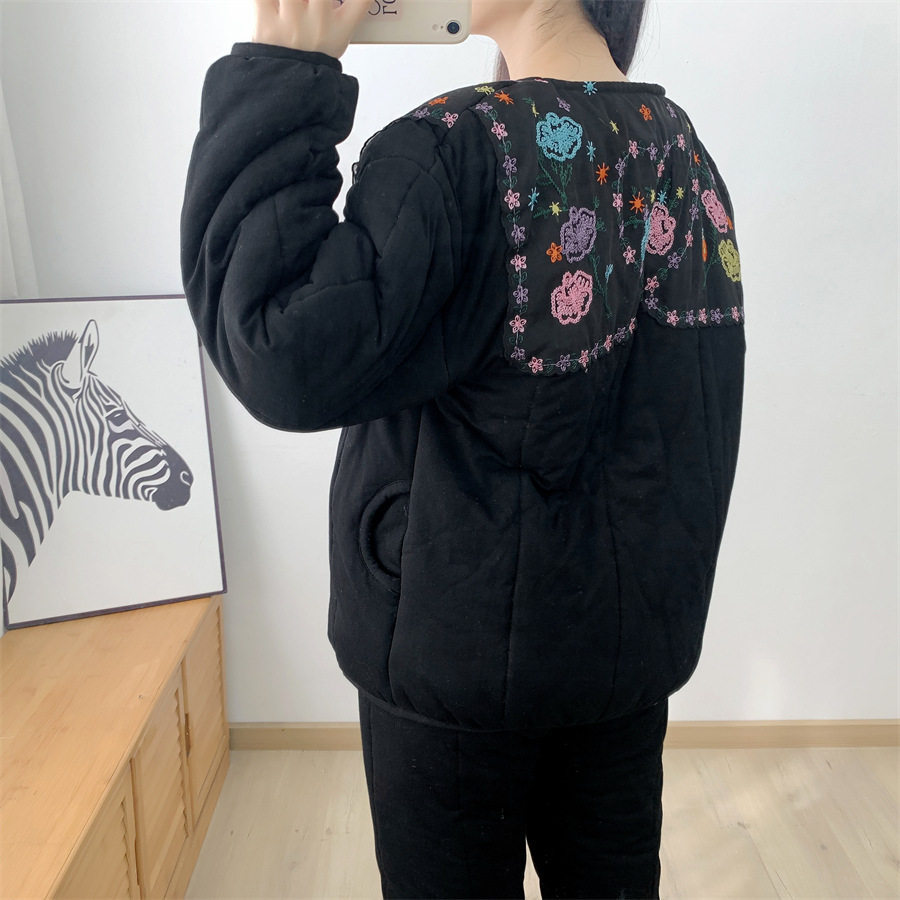 珊瑚绒原创家居服加绒加厚娃娃三层睡衣加棉棉花蕾丝套装两件夹棉