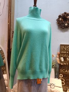 买手店设计感韩版 洋气软糯洋气半高领毛衣潮流天蓝色百搭上衣减龄