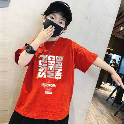 100%纯棉儿童短袖t恤男童夏装新款宽松中大童装帅气半袖上衣体恤