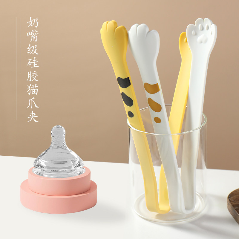 猫爪食品级硅胶耐高温烧烤甜品夹图片