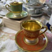 特价 不退不换德国狮牌dresden部鎏金杯一对