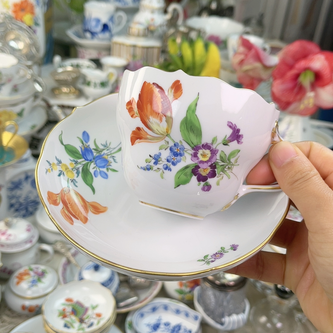 微瑕特价Meissen一等多花咖啡杯
