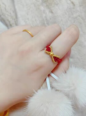 纯手工编织在逃公主蝴蝶结戒指指环成品无需自编