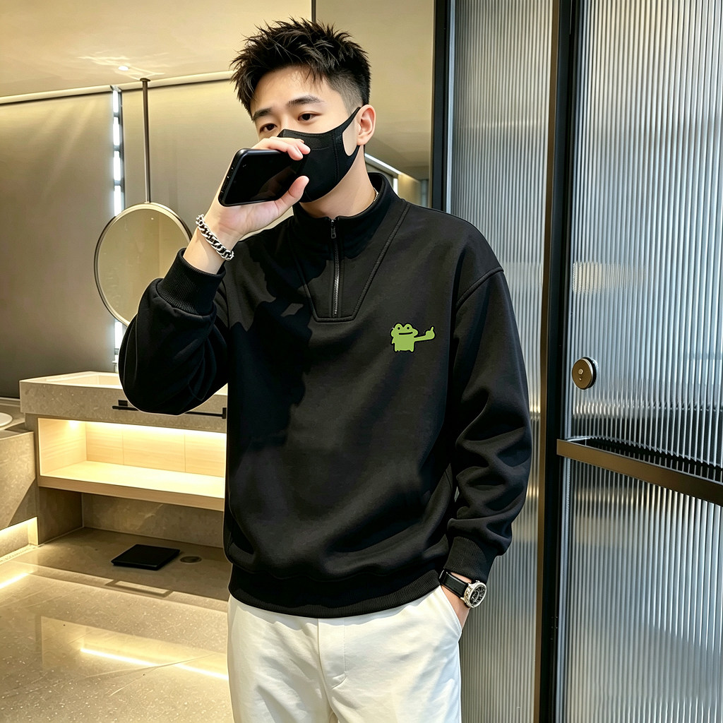 男士半拉链立领宽松打底卫衣