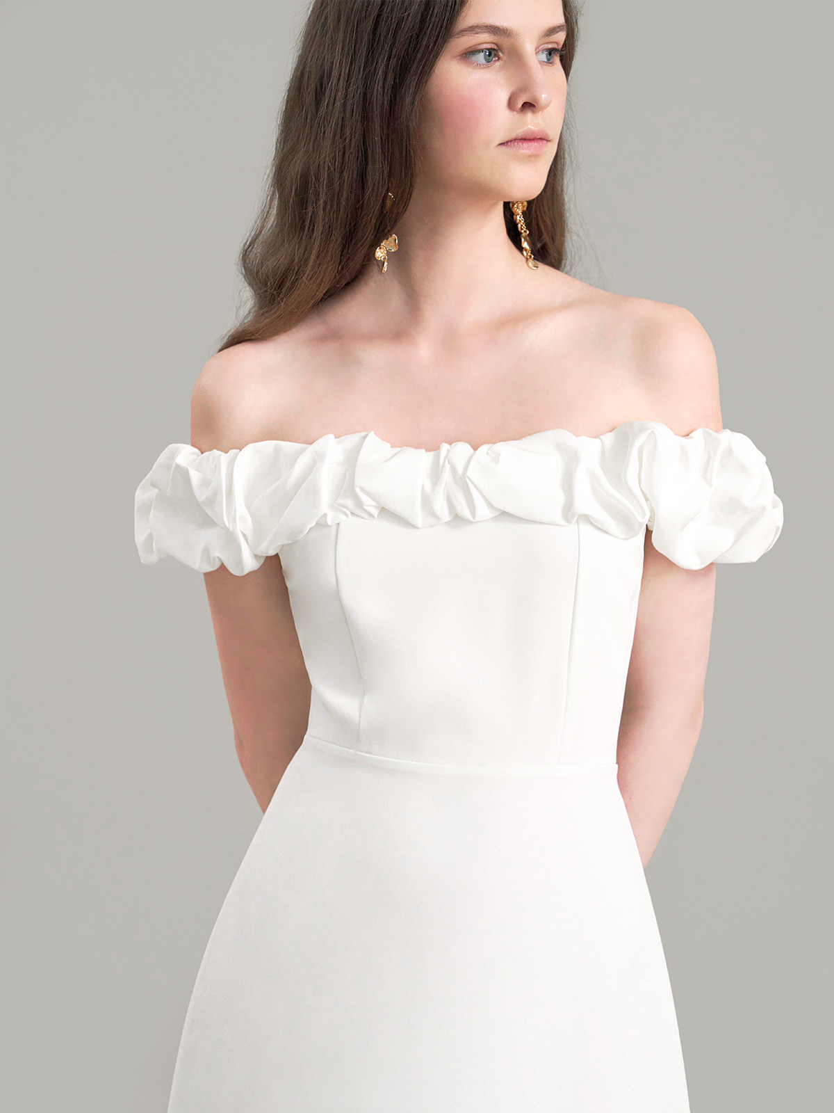 White off-shoulder mini dress in 2 lengths & slim fit - Buy from Taobao, China | Shopme Agent