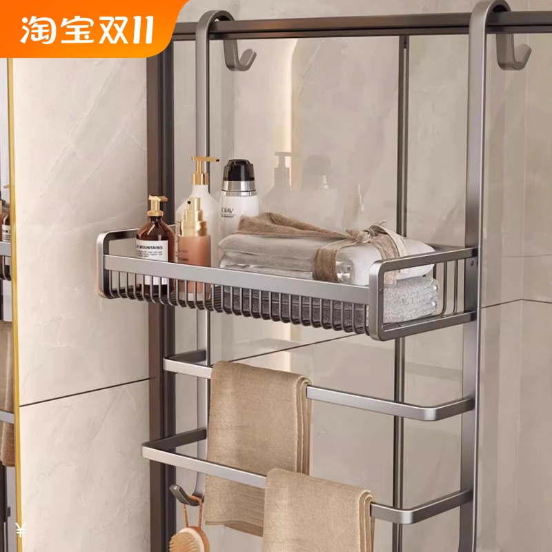 毛巾架卫生间免打孔浴室置物架厕所淋浴房玻璃门挂架毛巾杆浴巾架