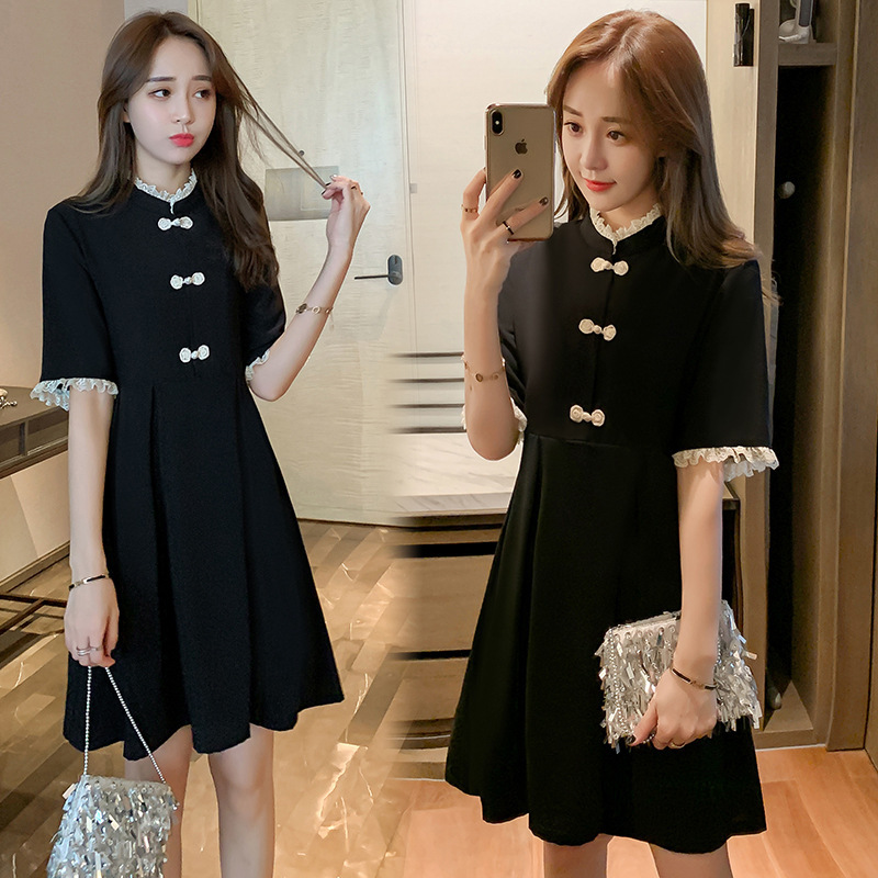 Fashion women's new summer French show thin and small Xiangfeng Qipao improved version dress skirt fashion