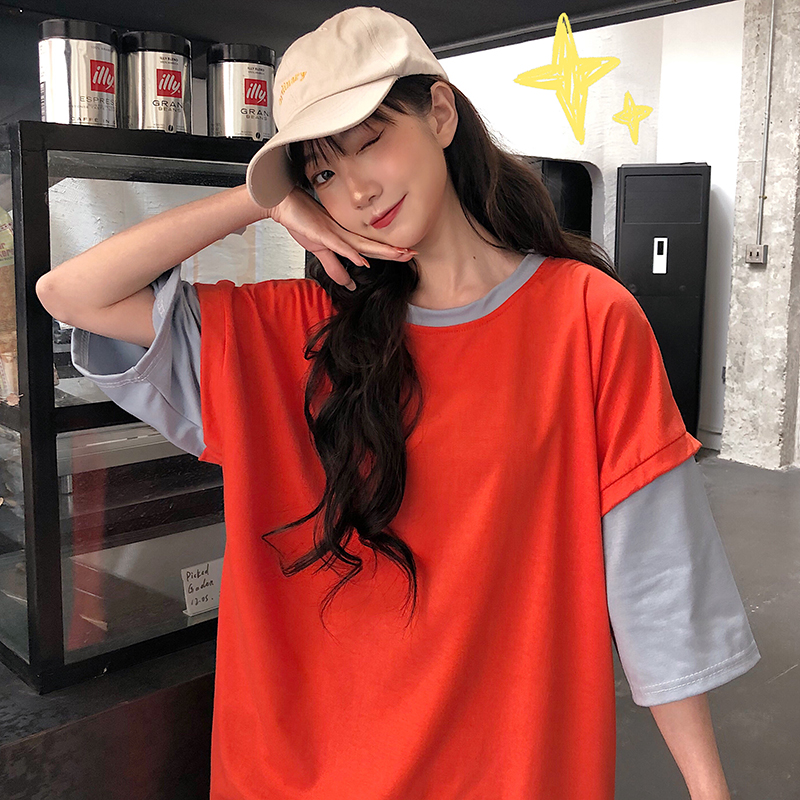 Real shooting summer new loose style, old style, Japanese style, short sleeve, girlfriends' dress, lovers' dress, women's dress