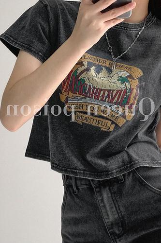 Official figure pull frame cotton American retro antique hot girls short short sleeve T-shirt summer loose Korean version