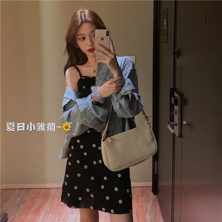 French retro new dress women's summer 2021 flower suspender skirt