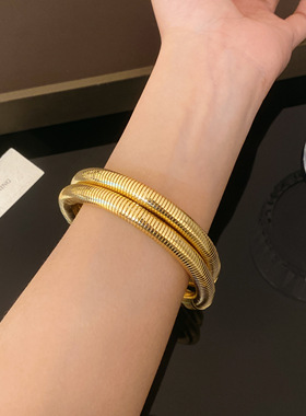 欧美风新款几何百搭小众设计复古手环高级感时尚个性轻奢圆形手镯