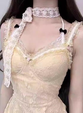 仙气日常精致花朵刺绣蕾丝花边颈带甜美时尚百搭温柔时尚气质颈链