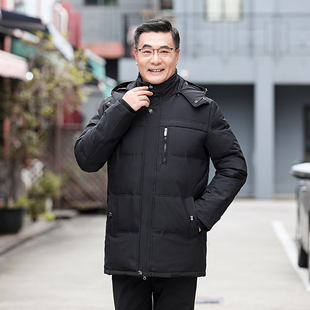 2024款中老年羽绒服男短款加厚冬装大码老年父亲爸爸鸭绒保暖外套