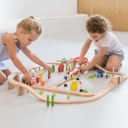 VIGA唯嘉火车轨道木质交通教玩具