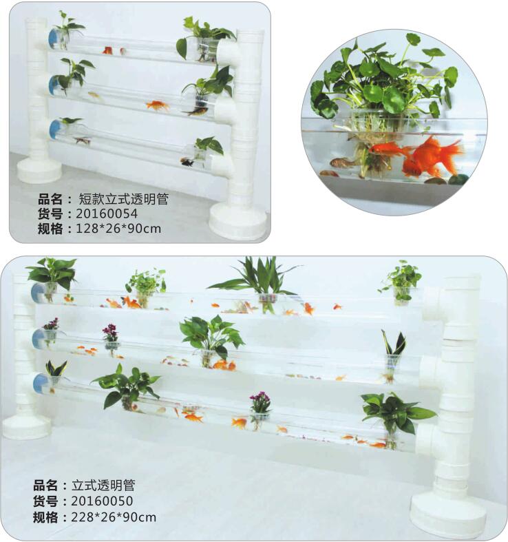 鱼花共生系统水培绿植养花养鱼水管子透明水养植物组合立式器皿
