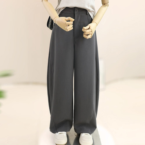 大码高腰垂感阔腿休闲西裤女
