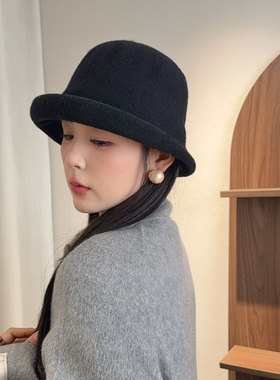 秋冬羊毛渔夫帽女显脸小老钱风