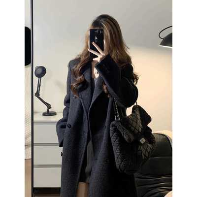 羊毛大衣女宽松气质简约赫本风