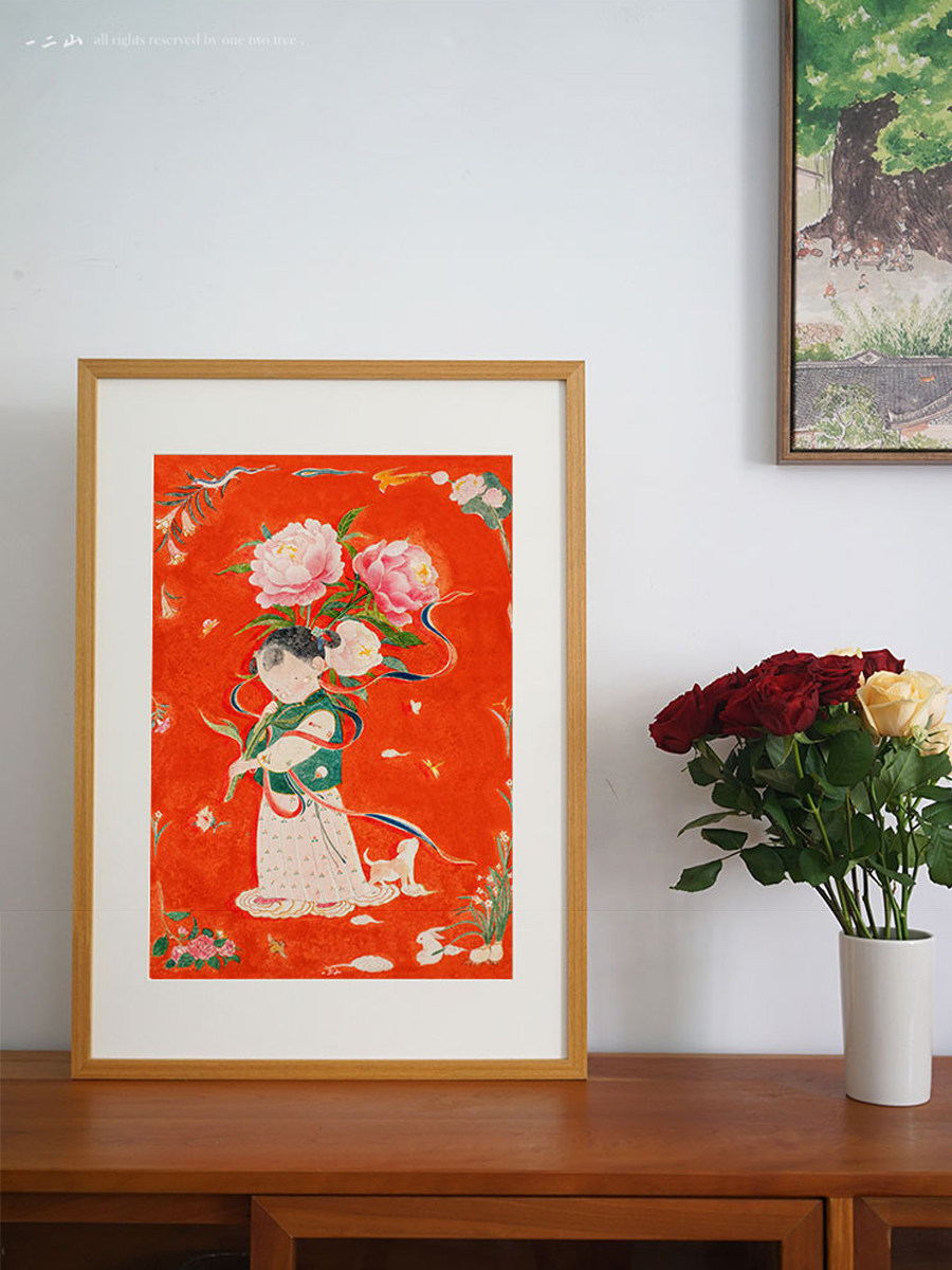 一二山 皇小小 吉祥平安 新中式水墨画年画客厅玄关电箱装饰画