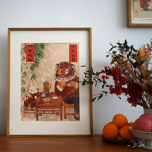 挂画书房客厅一二山新中式实木