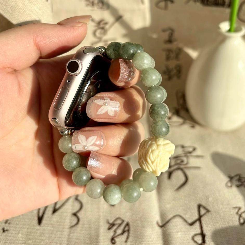 ZhuZhu原创手表appleiwatch苹果表带海蓝宝玉髓和田玉石手链,手表,配件,淘宝优惠券,粉丝福利购,淘宝优惠卷