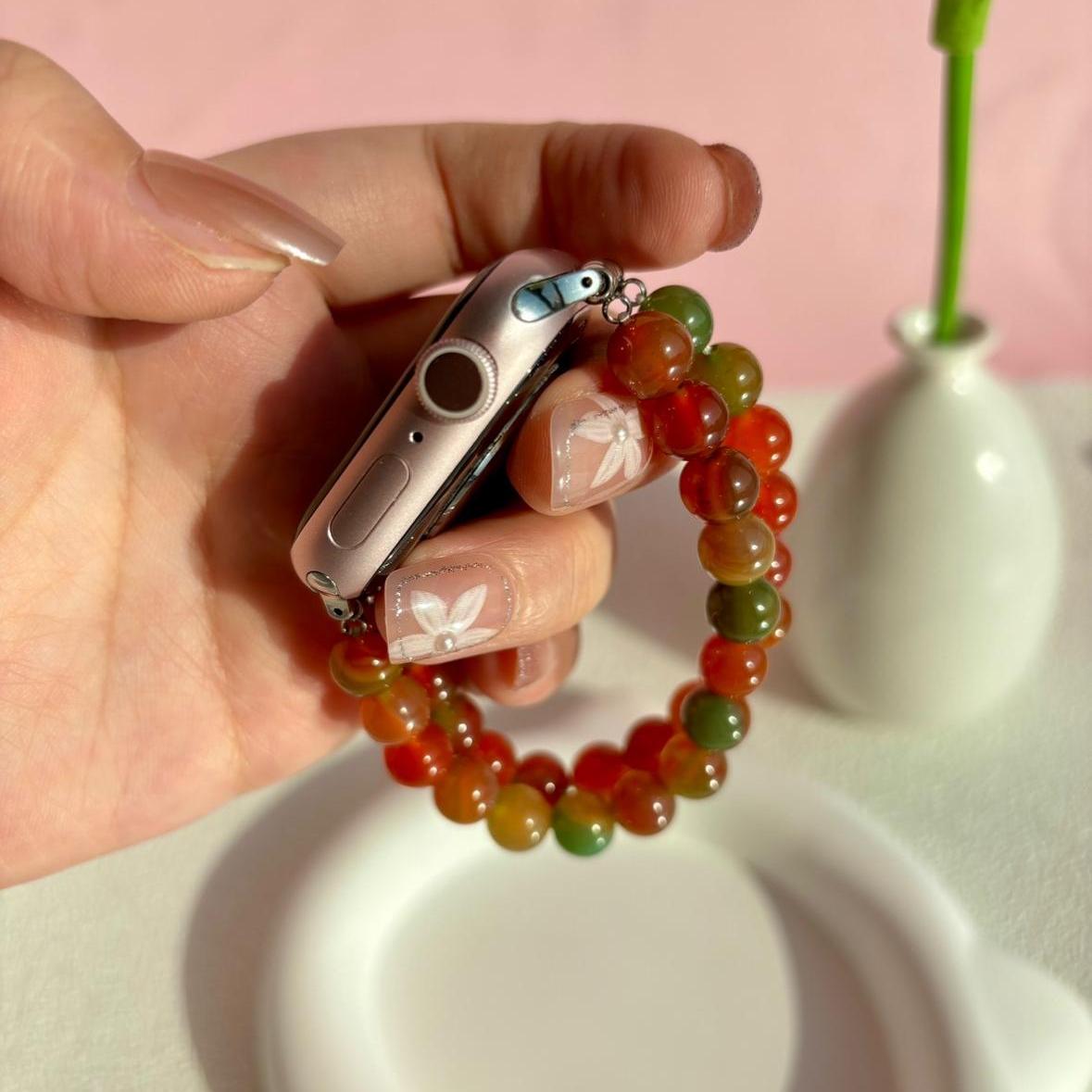 ZhuZhu原创阿拉善色玛瑙appleiwatchs9苹果彩色手表带