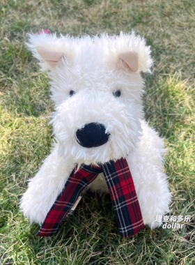 Jellycat西高地配饰围巾英伦小狗格子围巾玩偶衣服雪纳瑞玩偶围脖