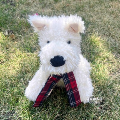 Jellycat西高地配饰围巾英伦小狗格子围巾玩偶衣服雪纳瑞玩偶围脖