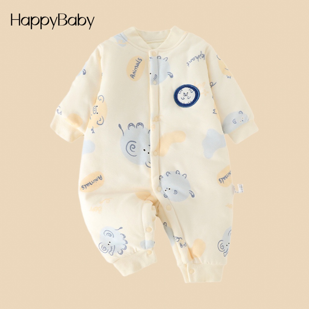 【HappyBaby】韩版新生婴儿秋冬新款衣服纯棉宝宝爬爬服哈衣连体